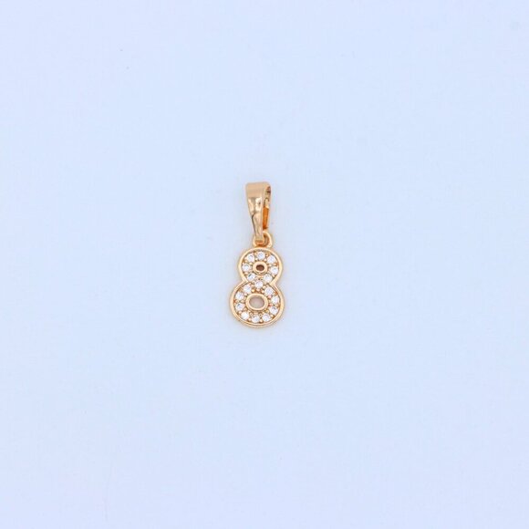 "Rose Gold Number 8 Pendant with Crystals – 18K Gold Plated Charm, XPPT1348 - Picture 11 of 13